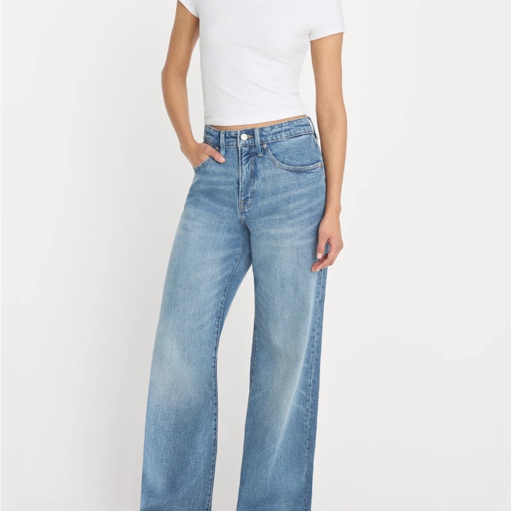 Good American Light Blue Wide Leg Jeans